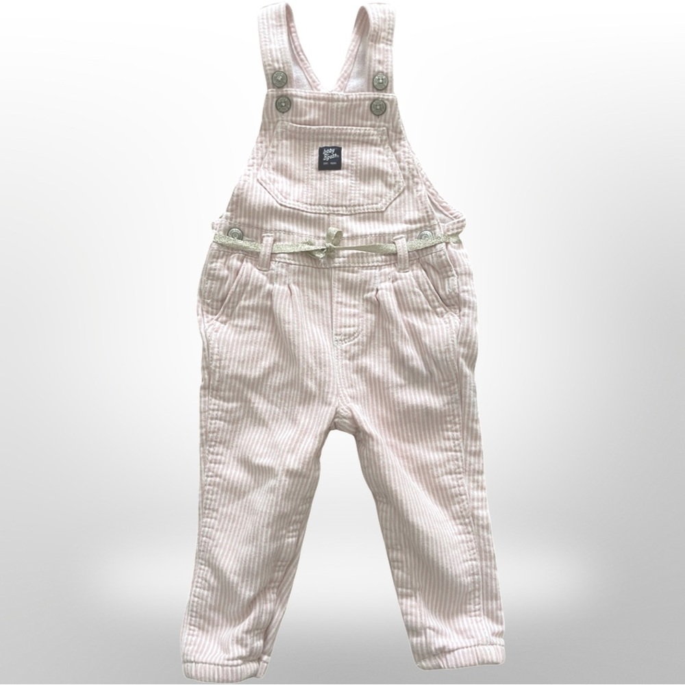 Oshkosh B’gosh Pink striped overall, baby girl 18 months